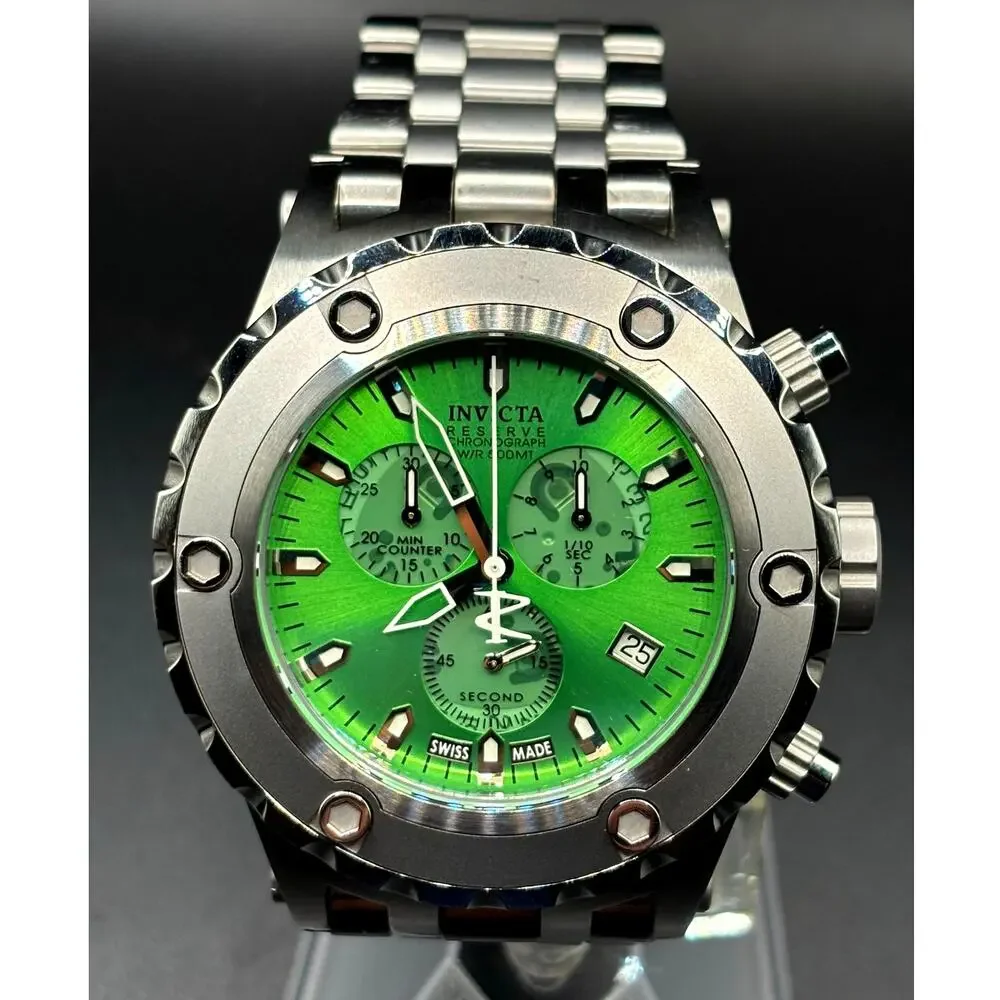 Invicta Reserve Collection 6188 Swiss Made Chronograph Green 53mm 500M Watch